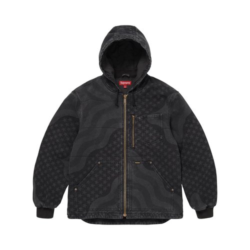 Supreme Flag Quilted Hooded Work Jacket - SS26J60 BLACK