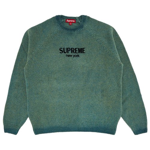 Supreme Flocked Logo Sweater - FW24SK3 GREEN