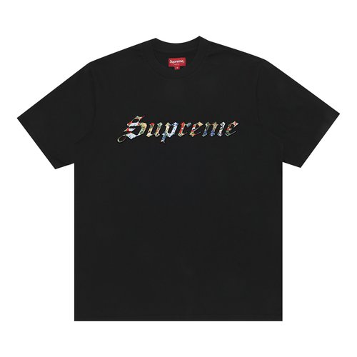 Supreme Floral Appliqué Short-Sleeve Top - SS21KN32 BLACK
