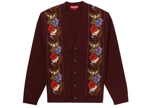 Supreme Floral Stripe Cardigan - Red