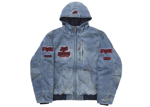 Supreme Fox Racing Hooded Work Jacket - Denim