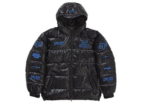 Supreme Fox Racing Shiny Down Puffer Jacket - Black