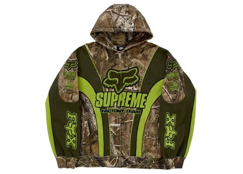 Supreme Fox Racing Zip Up Hooded Sweatshirt - Realtree Hardwoods Camo