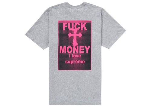 Supreme Fuck Money Tee Shirt - Heather Grey