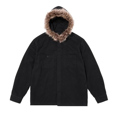 Supreme Fur Trim Flannel Hooded Shirt - FW24S49 BLACK