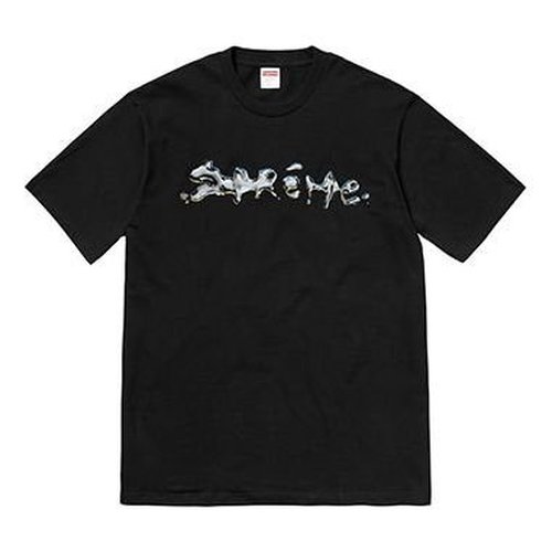 Supreme FW18 Liquid Tee Silver logo Short Sleeve - Black - SUP-FW18-010