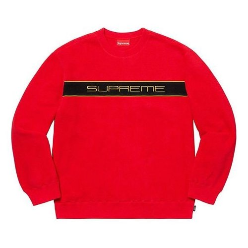 Supreme FW19 Embroidered Logo Fleece Round Neck - Red - SUP-FW19-915