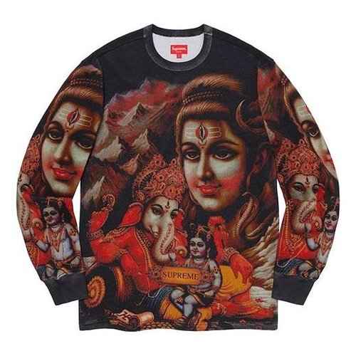 Supreme FW19 Week 13 Ganesh LS Thermal Black Tee - Multi-Color - SUP-FW19-10691