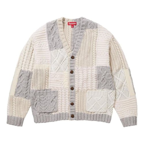 Supreme FW23 Week3 Patchwork Cable Knit Cardigan - Beige - SUP-FW23-072