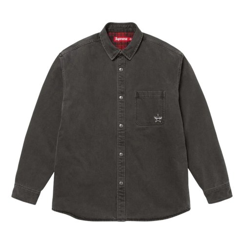 Supreme FW25 Quilted Lined Denim Snap Shirt - Black - SUP-FW25-140-BLK