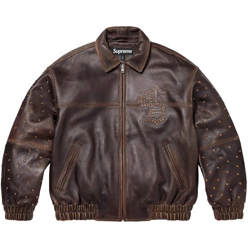 Supreme Gem Studded Leather Jacket - SS24J25 BROWN
