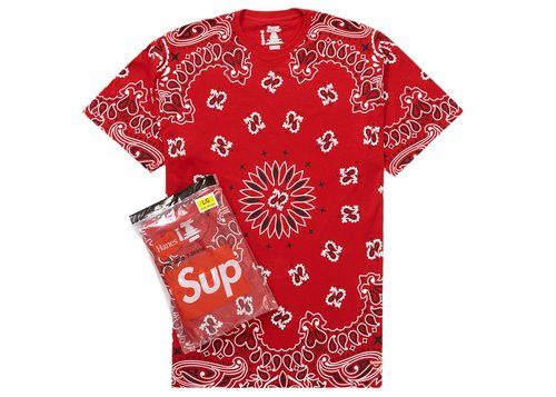 Supreme Hanes Bandana Tagless Tees 2 Pack - Red