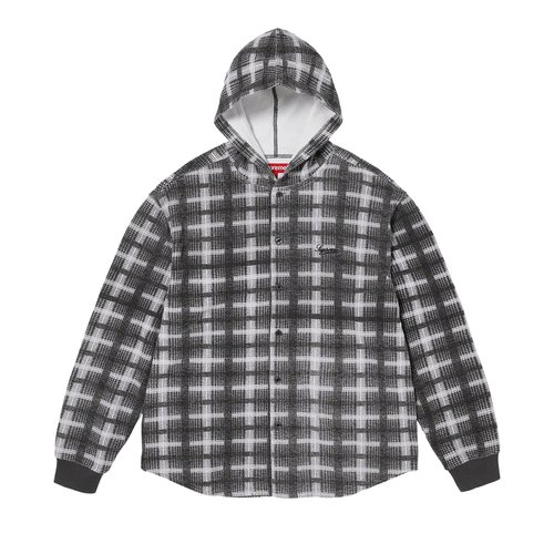 Supreme Hooded Plaid Knit Shirt - FW23KN89 BLACK
