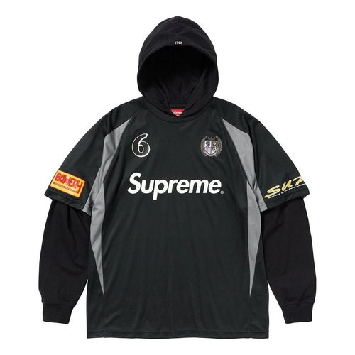 Supreme Hooded Soccer Jersey 'Black' | Solesense