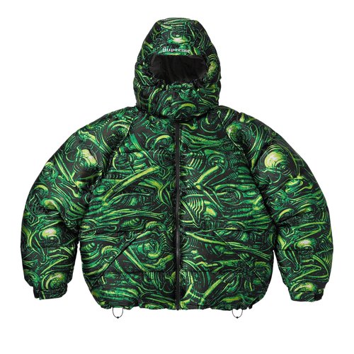 Supreme H.R. Giger Jacquard Down Puffer Jacket - FW23J99 GREEN