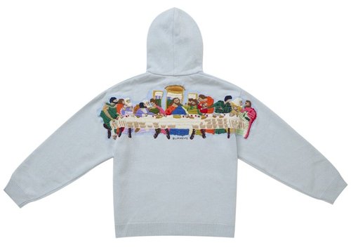 Supreme Last Supper Embroidered Zip Up Hooded Sweater - Light Blue