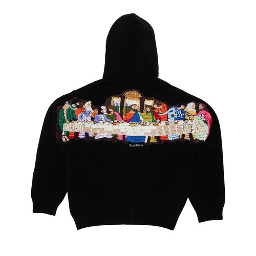 Supreme Last Supper Embroidered Zip Up Hooded Sweater - SS25SK28 BLACK