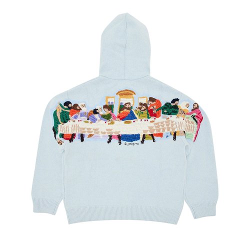 Supreme Last Supper Embroidered Zip Up Hooded Sweater - SS25SK28 LIGHT BLUE
