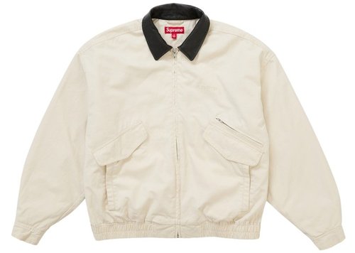 Supreme Leather Collar Utility Jacket FW24 - Stone