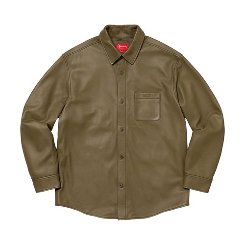 Supreme Leather Shirt - FW21S14 OLIVE