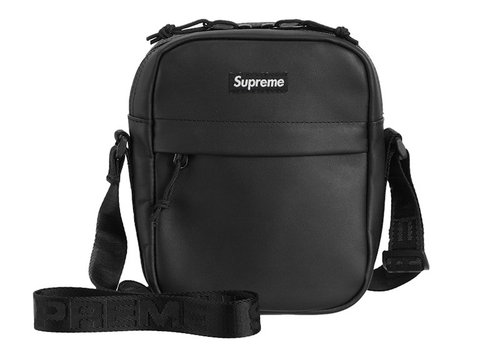 Supreme Leather Shoulder Bag - Black