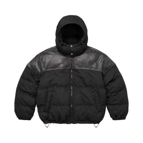 Supreme Leather Yoke Puffer Jacket - FW25J16 BLACK
