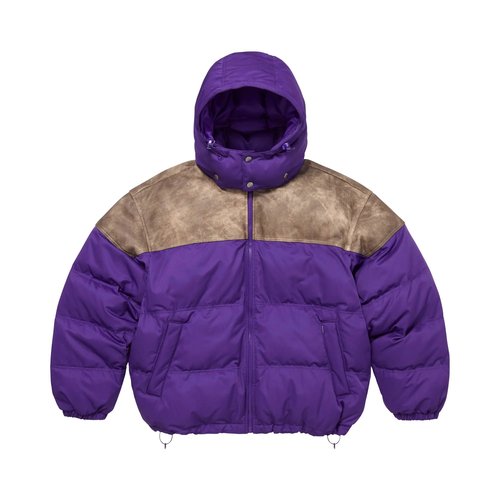 Supreme Leather Yoke Puffer Jacket - FW25J16 PURPLE