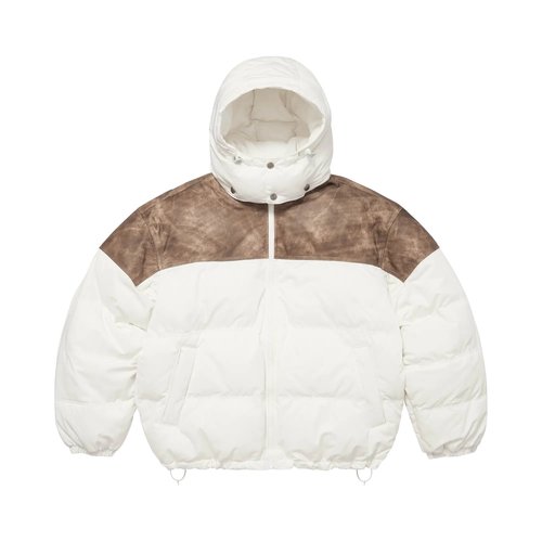 Supreme Leather Yoke Puffer Jacket - FW25J16 WHITE