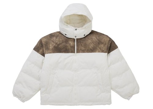 Supreme Leather Yoke Puffer Jacket - White