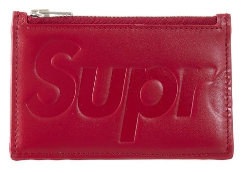 Supreme Leather Zip Card Holder FW25 - Red