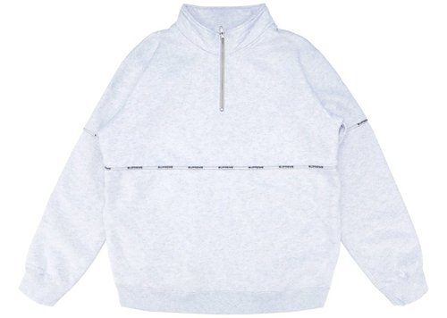 Supreme Logo Piping Half Zip Sweatshirt - Ash Grey