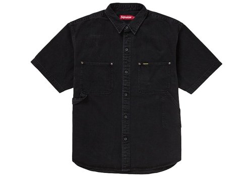 Supreme Loose Fit Short Sleeve Denim Painter Shirt - Black
