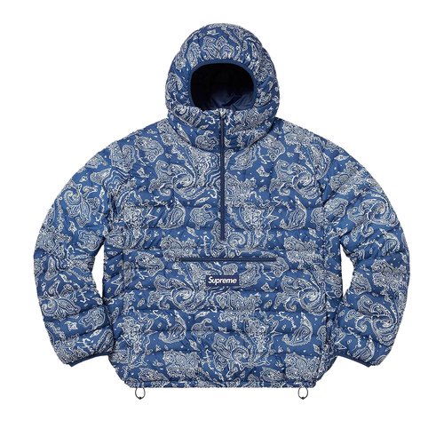 Supreme Micro Down Half Zip Hooded Pullover - FW22J70 BLUE PAISLEY