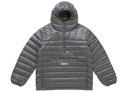 Supreme Micro Down Half Zip Hooded Pullover FW25 - Silver