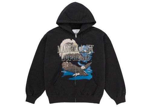 Supreme MM6 Maison Margiela Eagle Zip Up Hooded Sweatshirt - Black