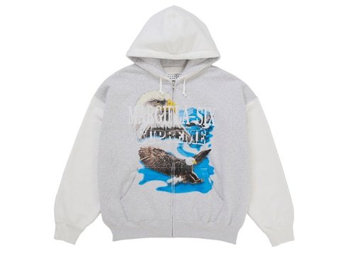 Supreme MM6 Maison Margiela Eagle Zip Up Hooded Sweatshirt - White