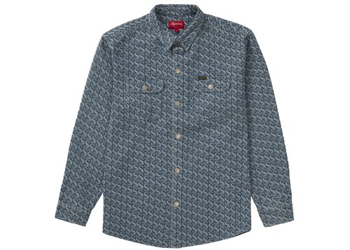 Supreme Monogram Denim Shirt - Blue
