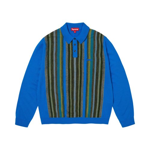 Supreme Multi Stripe Polo Sweater - SS26SK54 BLUE
