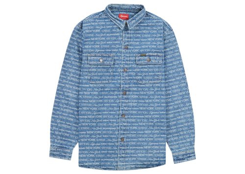 Supreme Type Jacquard Denim Shirt - Blue