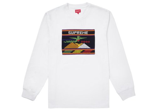 Supreme Needlepoint Patch Long Sleeve Top - White