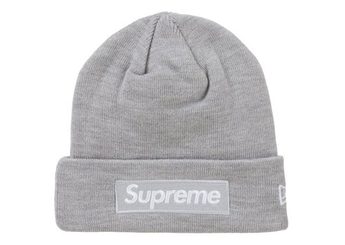 Supreme New Era Box Logo Beanie FW24 - Heather Grey