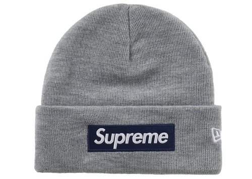 Supreme New Era Box Logo Beanie FW25 - Heather Grey