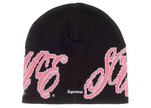 Supreme New Era Cursive Beanie - Black