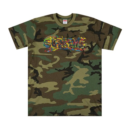 Supreme Paint Logo Tee - SS20T36 WOODLAND CAMO
