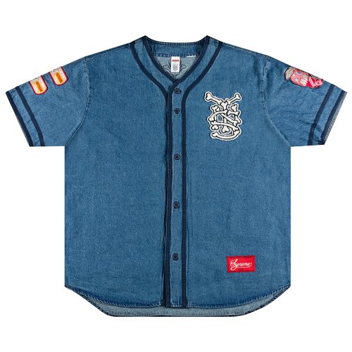 Supreme Patches Baseball Jersey - SS21KN39 DENIM
