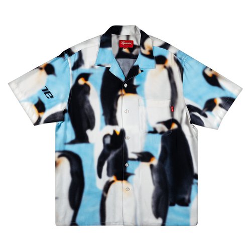 Supreme Penguins Rayon Short-Sleeve Shirt - FW20S28 BLUE
