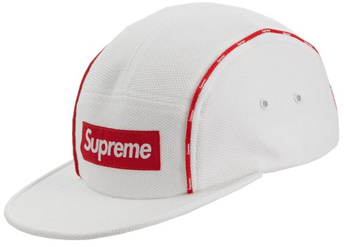 Supreme Pique Piping Camp Cap - White