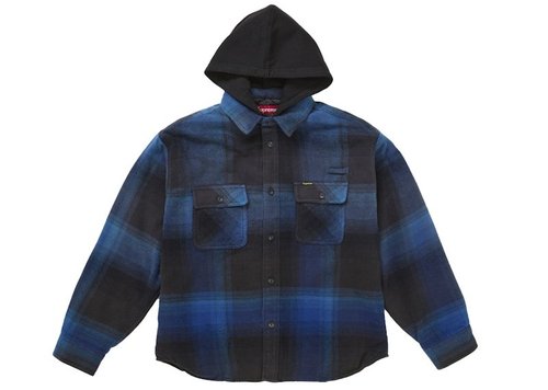 Supreme Quilted Lined Hooded Flannel Shirt - Blue Plaid