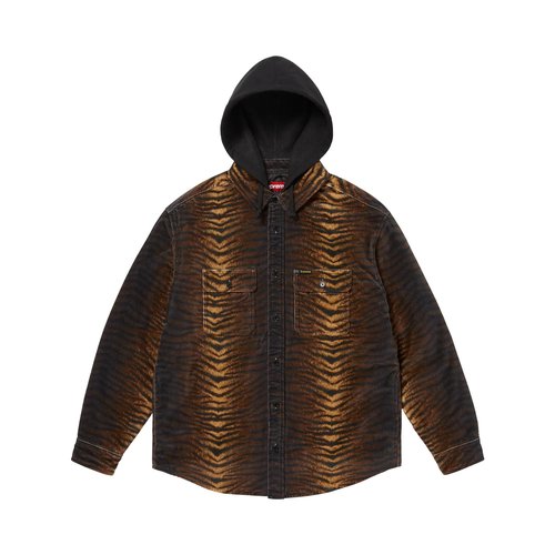 Supreme Quilted Lined Hooded Velvet Shirt - FW25S13 TIGER