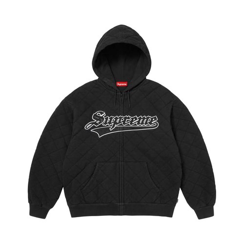 Supreme Quilted Zip Up Hooded Sweatshirt - FW25SW40 BLACK